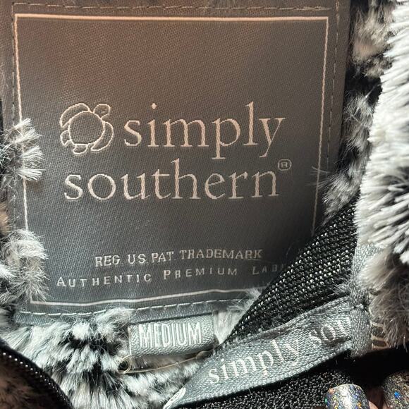 Simply Southern Fuzzy Sherpa Pullover Gray Textured Quarter Zip Women’s Medium - Picture 2 of 6